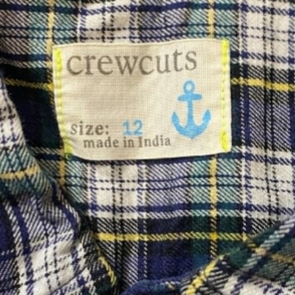 Crewcuts Blue Plaid Button Down Collared Dress Shirt 100% Cotton Boy's Size 12 - Picture 3 of 4